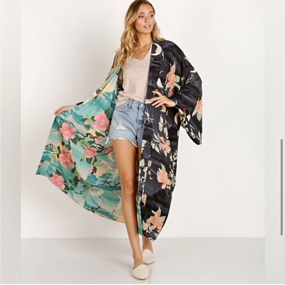 Spell & the gypsy nightingale kimono reversible black turquoise - Picture 8 of 17